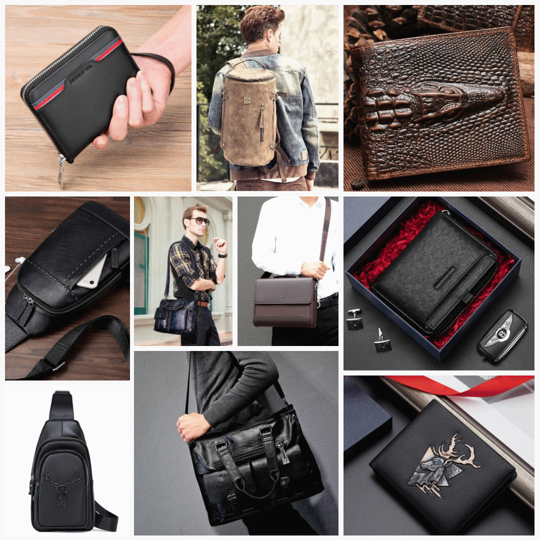Men Leather Wallets & Bags