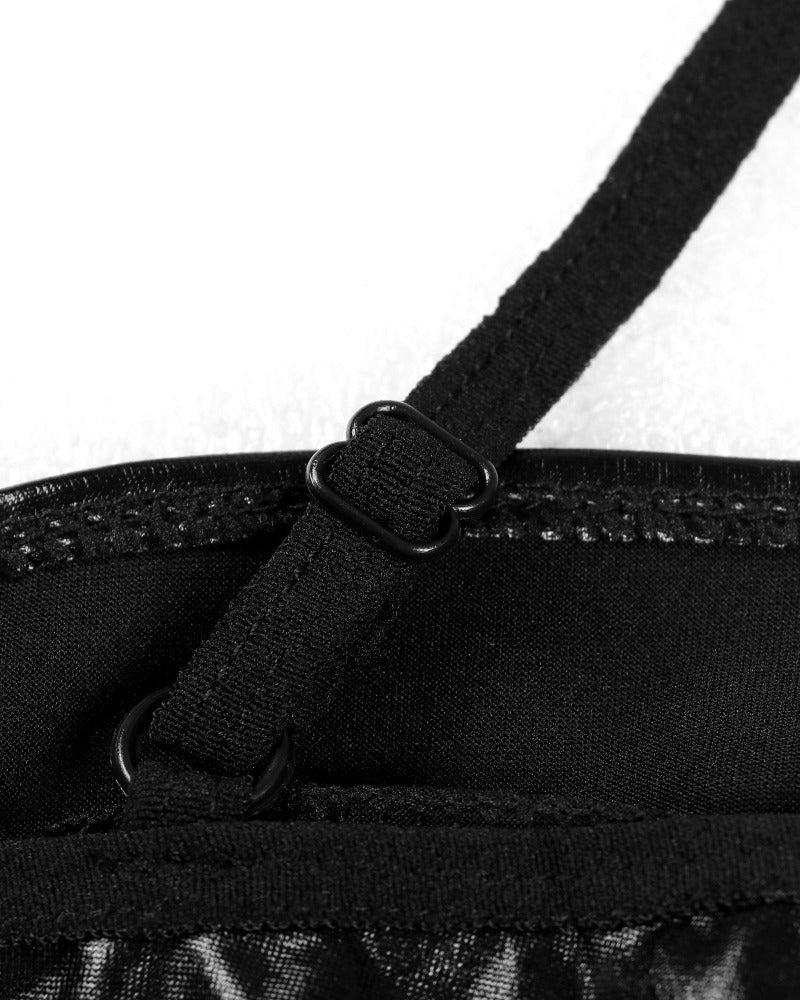 Women's Leather Black Bikini Set - skyjackerz