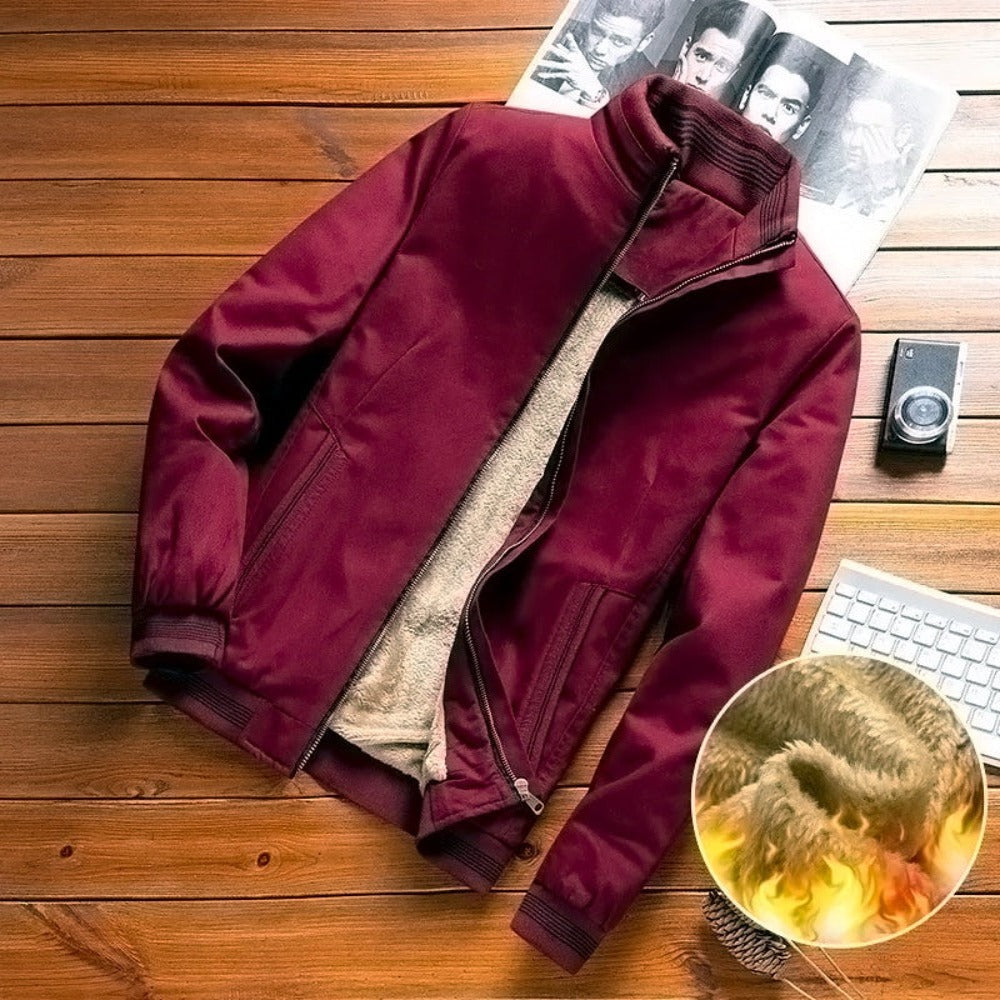 Red / M Men's Casual Fleece Bomber Jacket - skyjackerz