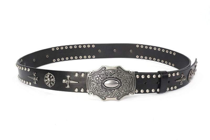 Men's Vintage Style Punk Leather Belt - skyjackerz