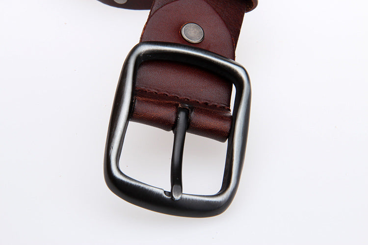 Black / 105 cm Unique Bullet Design Genuine Leather Belt for Men - skyjackerz