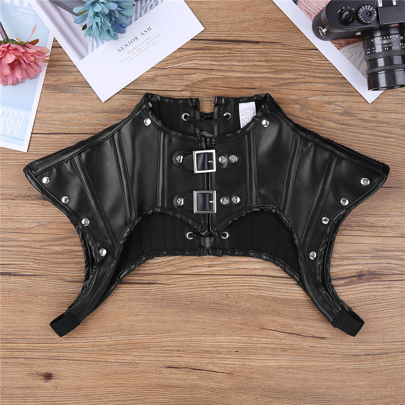 Women Leather Goth Chest Harness - skyjackerz