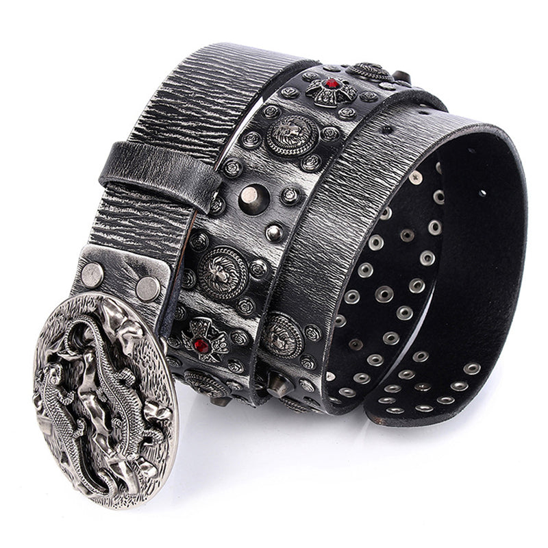 Retro Designer Rivet Leather Belt For Men - skyjackerz