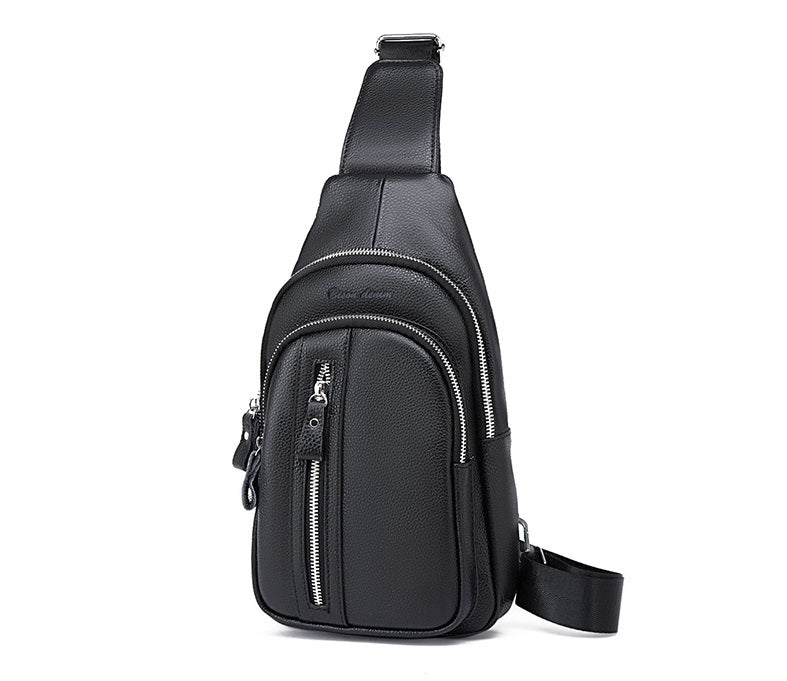 Men's Leather Black Travel Bag - skyjackerz