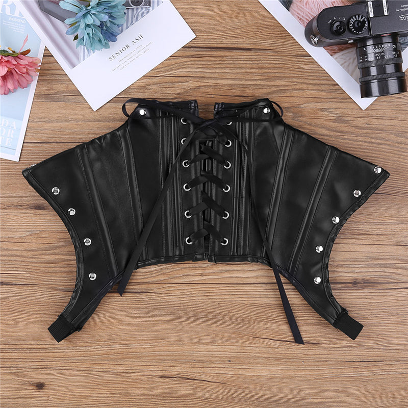 Women Leather Goth Chest Harness - skyjackerz