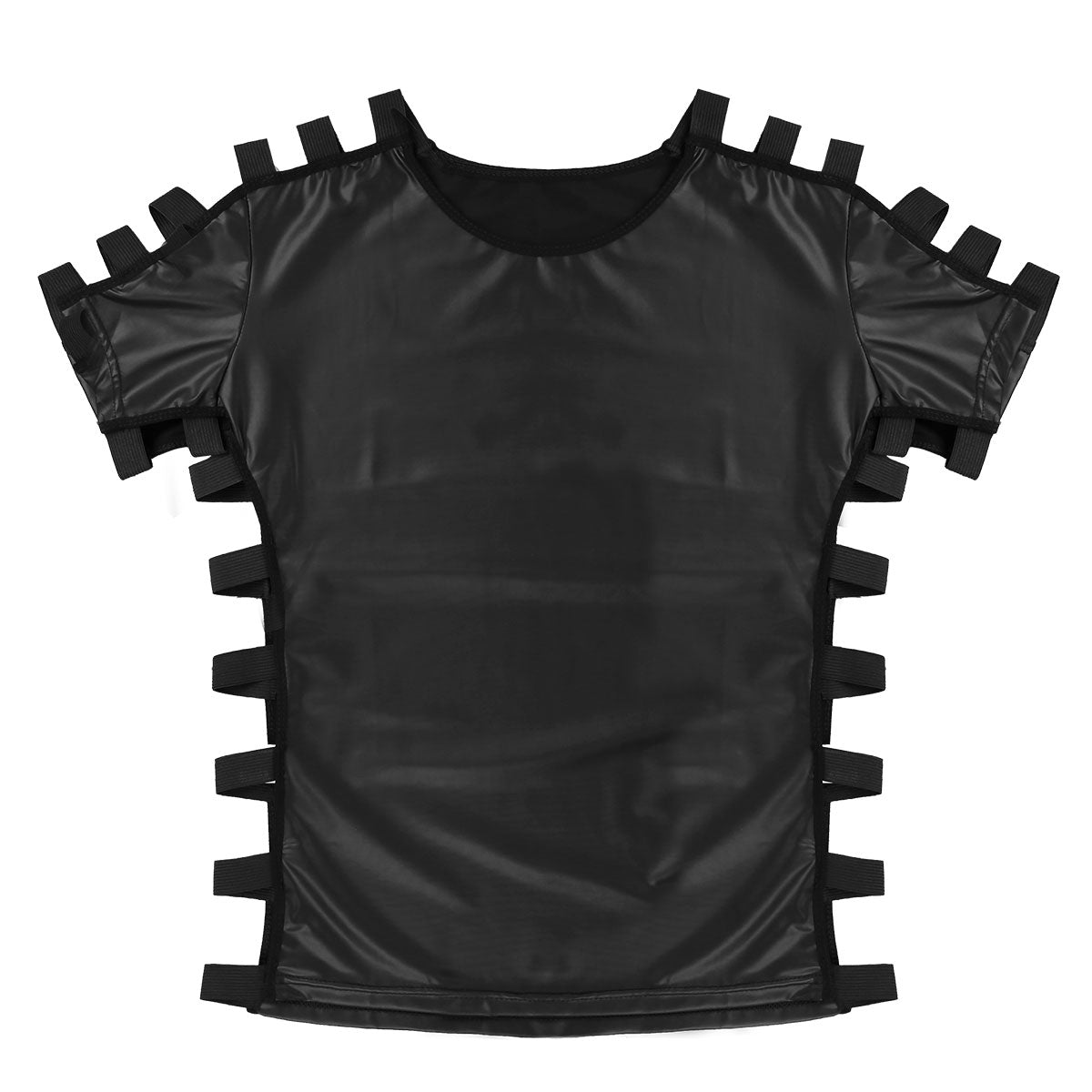 Men's Leather Sexy Cut Out Top - skyjackerz