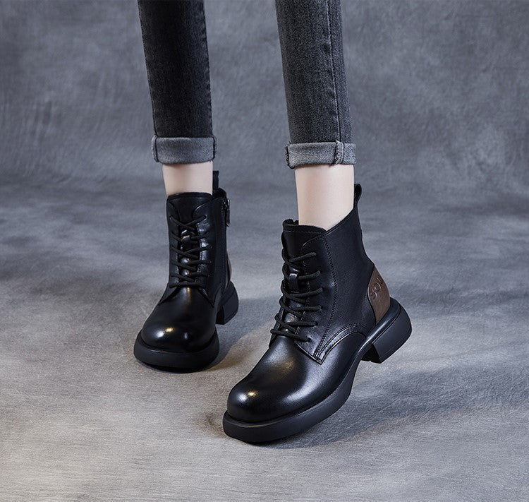 Black / With / 5 Women's Calfskin Warm Short Boots - skyjackerz