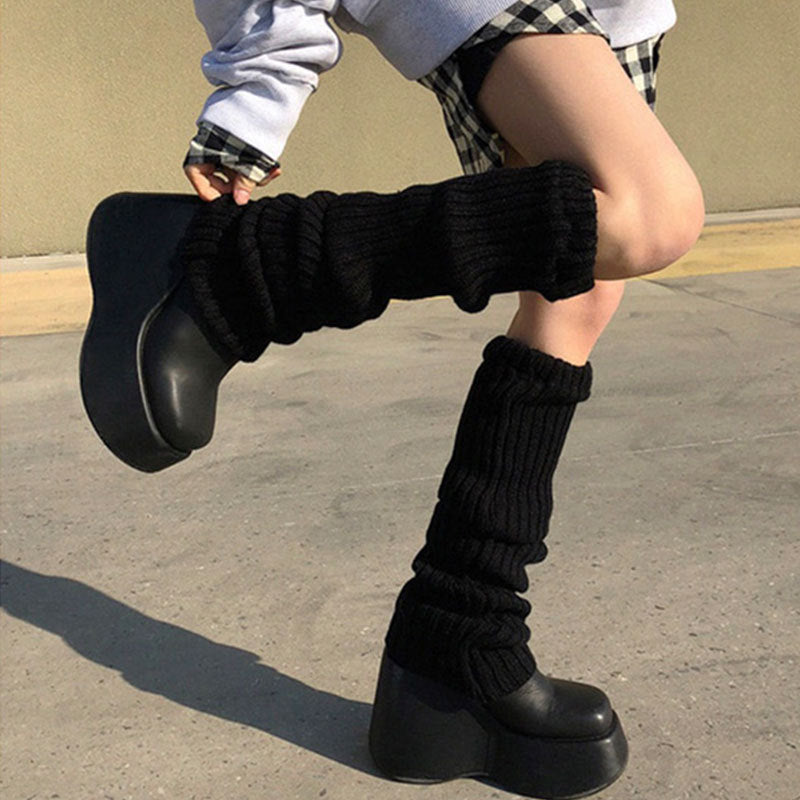 White-40cm Women's Cozy Knit Boot Stockings - skyjackerz