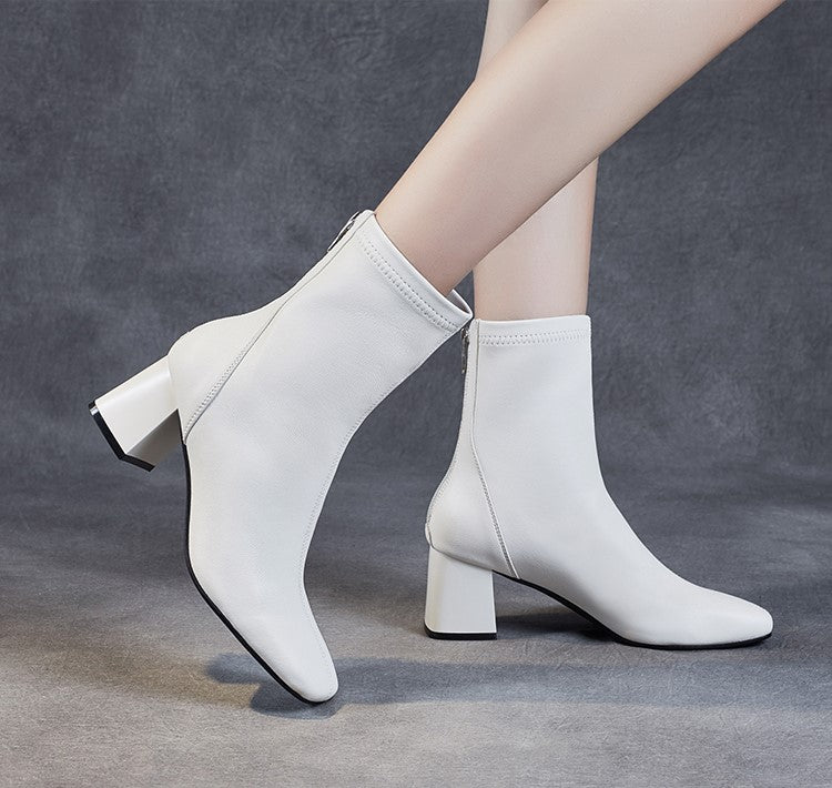 Sheepskin Leather Mid-Calf Boots - skyjackerz