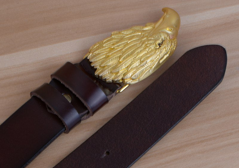 Style 1 - Black / 100 cm Designer Vintage Leather Belt for Men - Eagle Design - skyjackerz