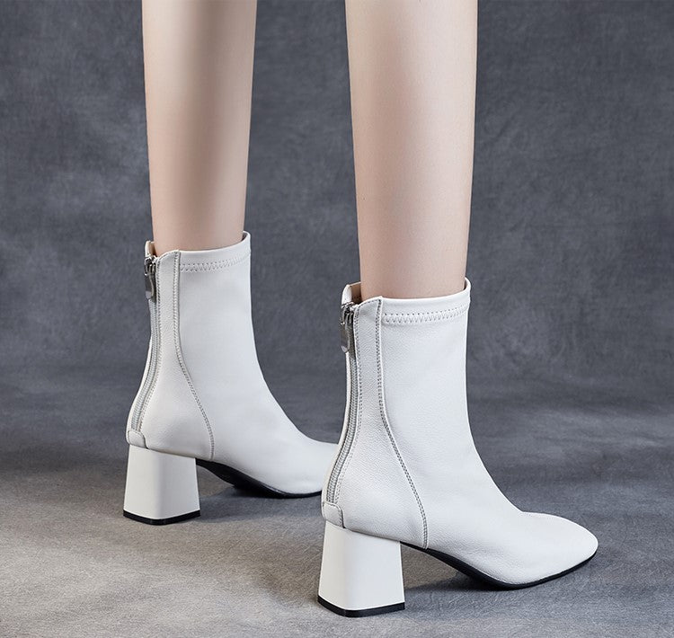 Sheepskin Leather Mid-Calf Boots - skyjackerz