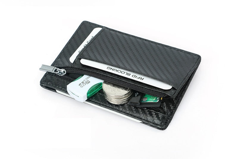 Black Leather Men's Mini RFID Blocking Retro Wallet - skyjackerz