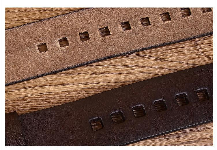 Reddish Brown / 105 cm Men's Vintage Brass Buckle Leather Belt - skyjackerz
