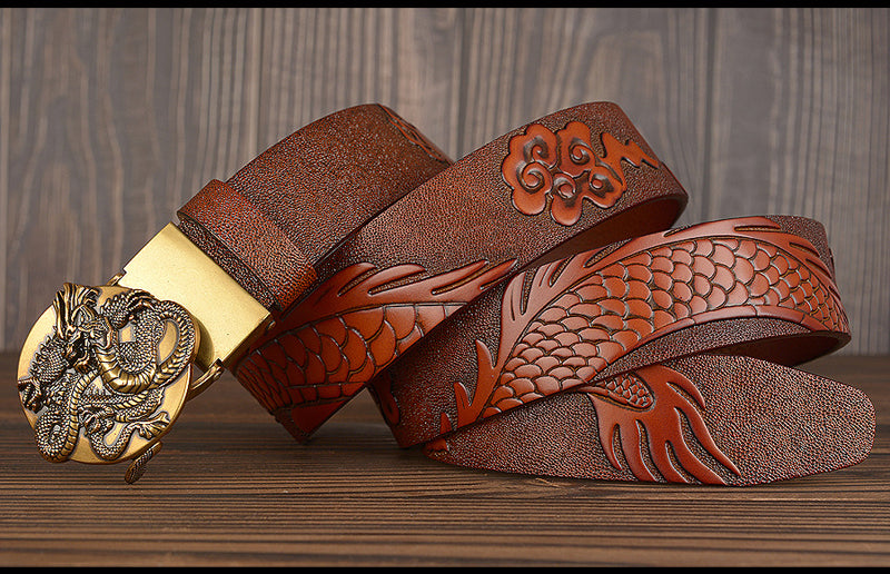Luxury Designer Dragon Leather Belt For Men - skyjackerz