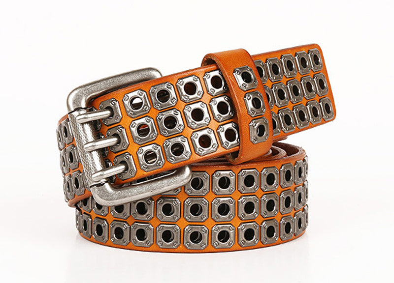 Cross Rivet Cowboy Leather Belt For Men - skyjackerz