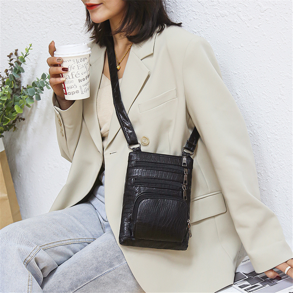 Brown Women's Leather Shoulder Bag - Multi-Pockets Casual Handbag - skyjackerz