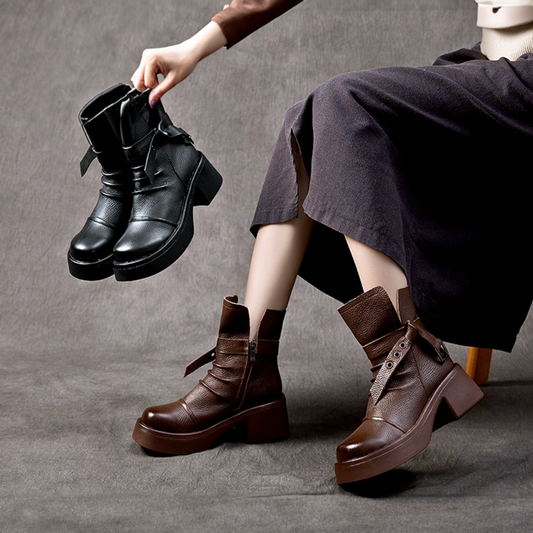Retro Chunky Platform Mid-Calf Boots - skyjackerz