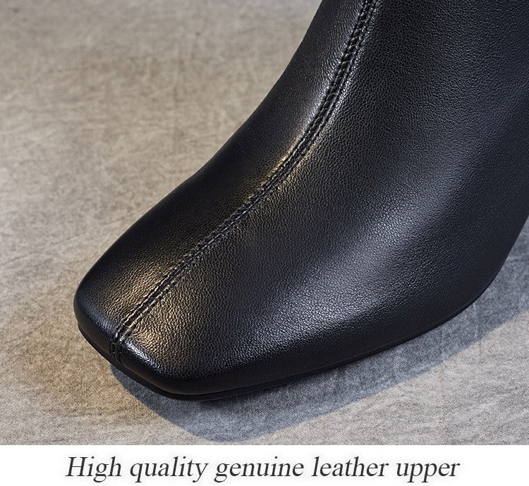 Sheepskin Leather Mid-Calf Boots - skyjackerz
