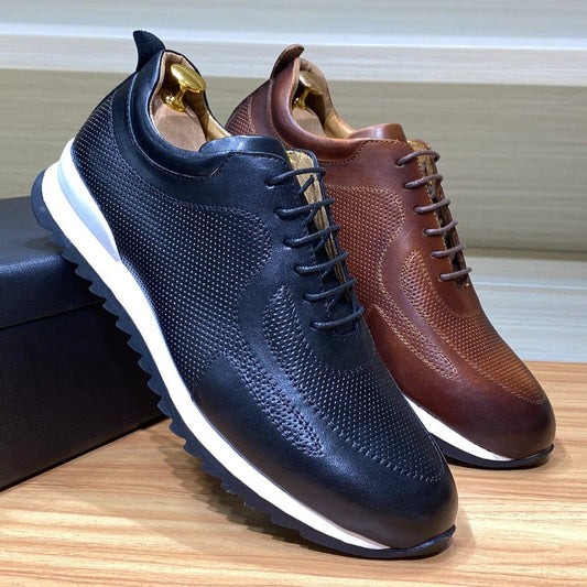 Men's Leather Lace-Up Sneakers - skyjackerz