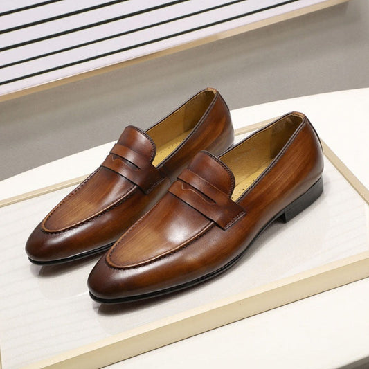 Brown / 6 Men's Leather Casual Dress Shoes - skyjackerz