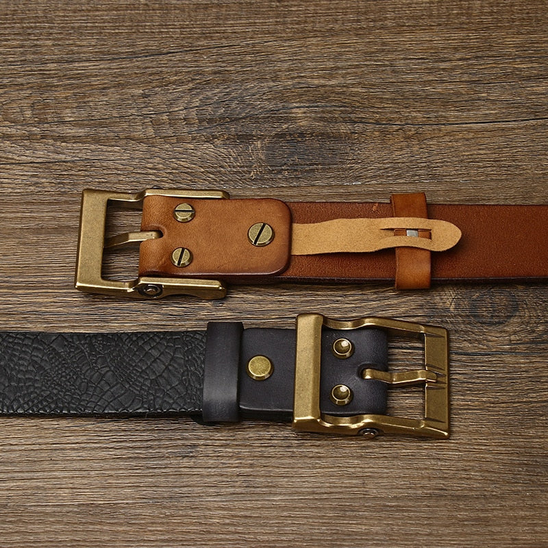 Men's Wide Leather Cowboy Belt - skyjackerz