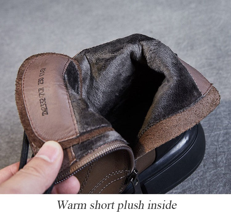 Women's Calfskin Warm Short Boots - skyjackerz