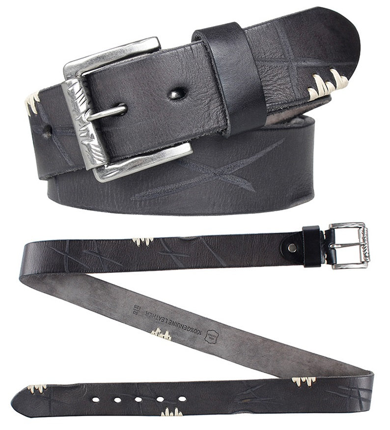 Black / 105 Men's Designer Retro Genuine Leather Belt - skyjackerz