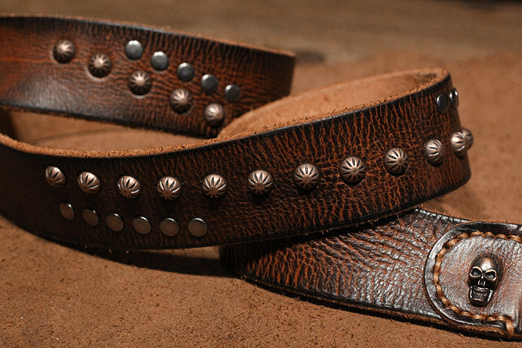 Brown / 105 cm Punk Style Men's Pin Buckle Leather Belt - skyjackerz