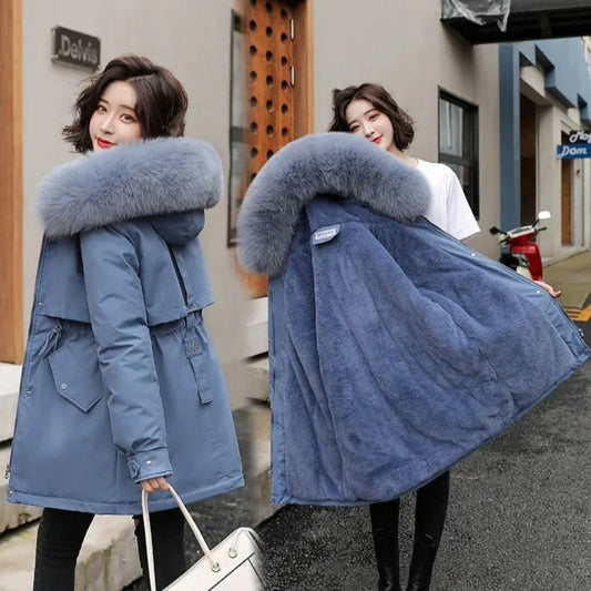 Haze Blue / M Women's Wool-Lined Hooded Parka - skyjackerz