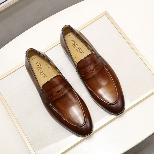 Brown / 6 Men's Leather Casual Dress Shoes - skyjackerz