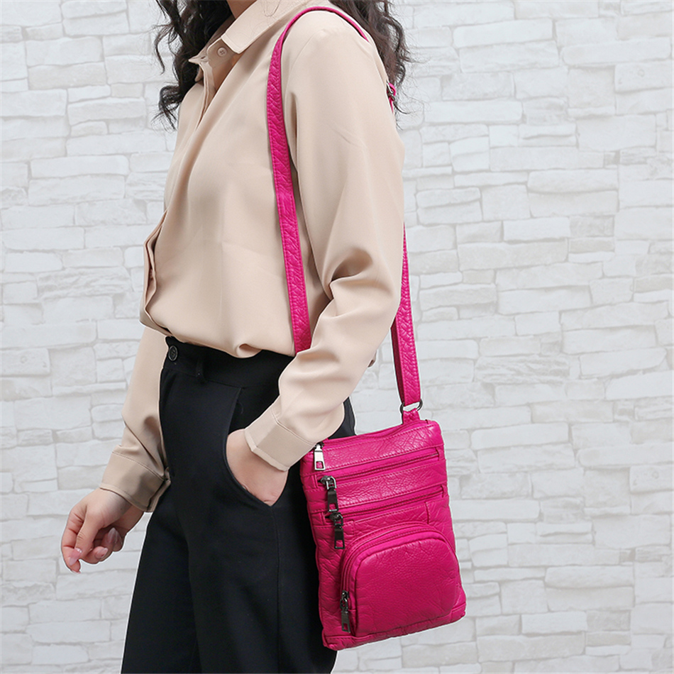 Brown Women's Leather Shoulder Bag - Multi-Pockets Casual Handbag - skyjackerz