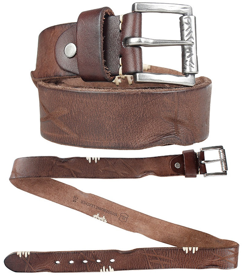 Coffee / 105 Men's Designer Retro Genuine Leather Belt - skyjackerz