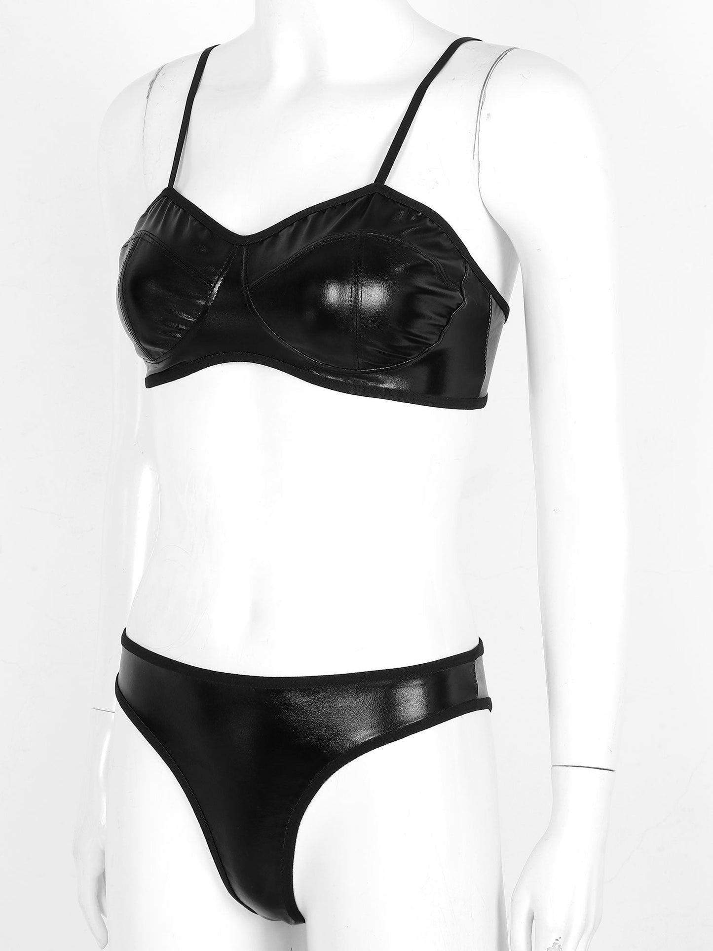 Leather Black Bikini Set - skyjackerz