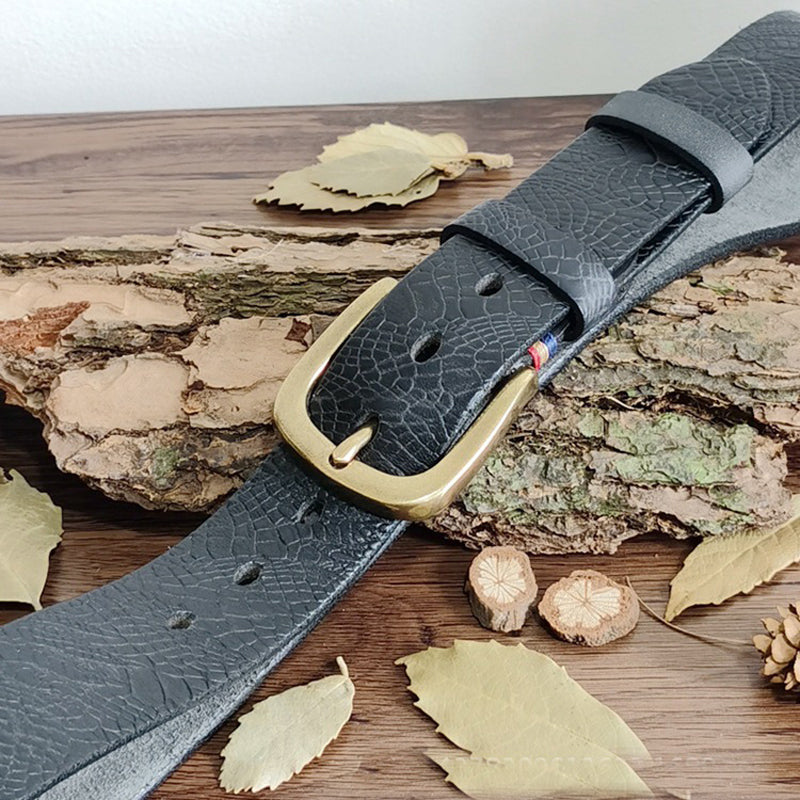 Khaki / 100 cm Men's Serpentine Strap Pin Buckle Leather Belt - skyjackerz