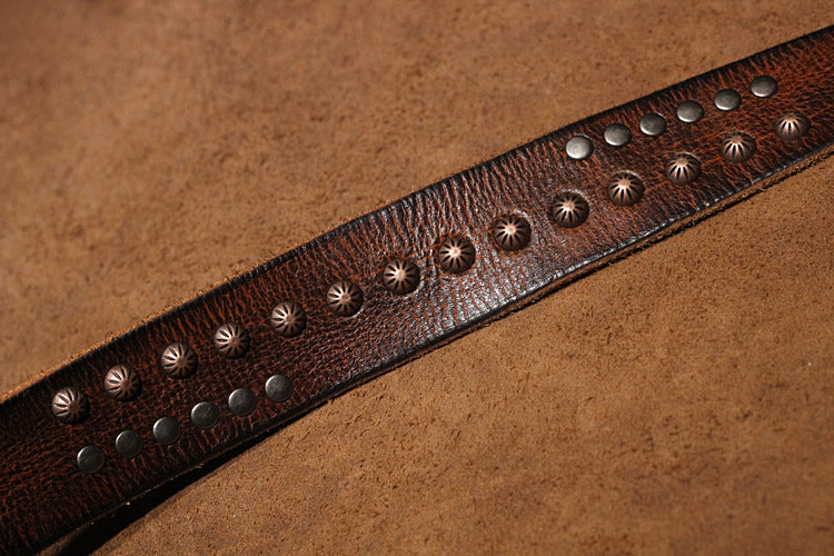 Brown / 105 cm Punk Style Men's Pin Buckle Leather Belt - skyjackerz