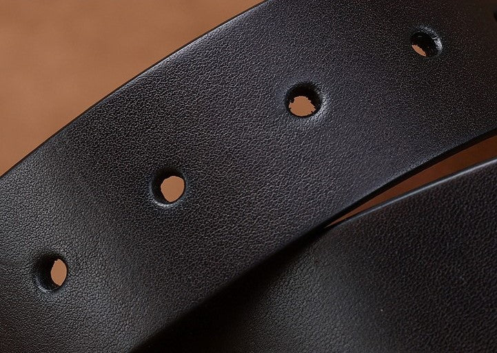 Black / 105 cm Men's Fashionable Vintage Leather Belt for Jeans - skyjackerz