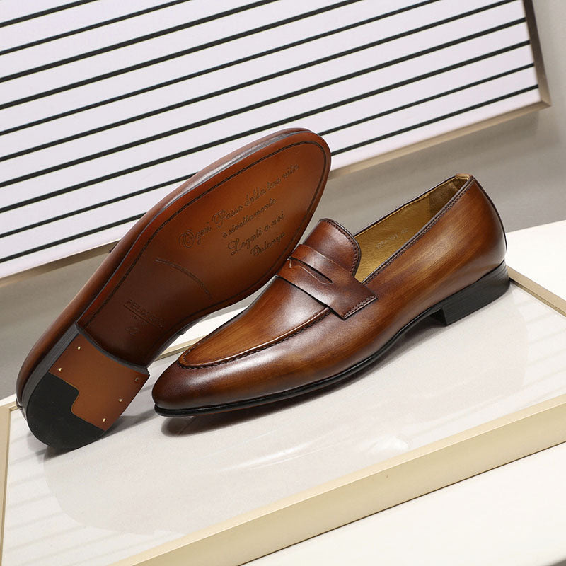 Brown / 6 Men's Leather Casual Dress Shoes - skyjackerz