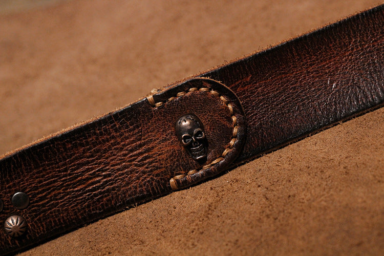 Brown / 105 cm Punk Style Men's Pin Buckle Leather Belt - skyjackerz