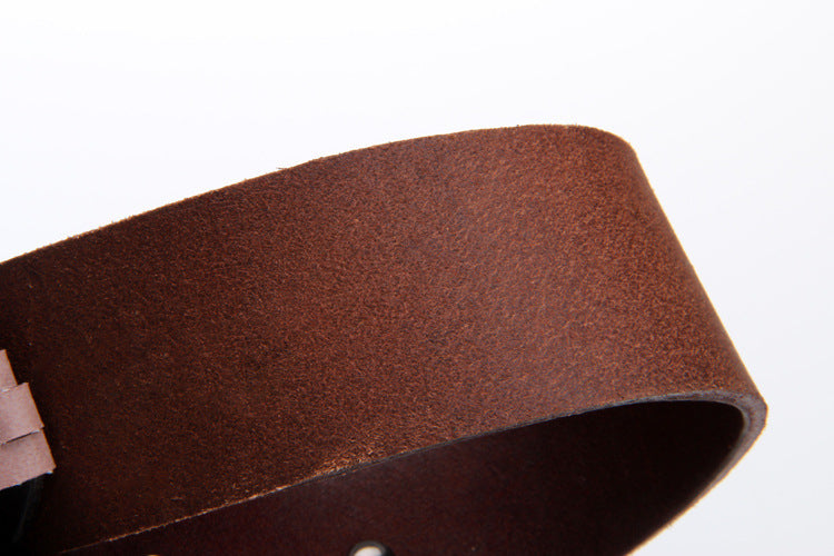 Black / 105 cm Unique Bullet Design Genuine Leather Belt for Men - skyjackerz