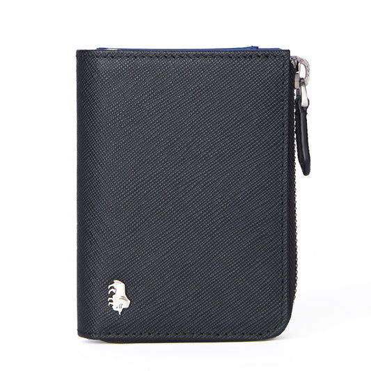 Blue Men's Chain Zipper RFID Blocking Wallet - skyjackerz
