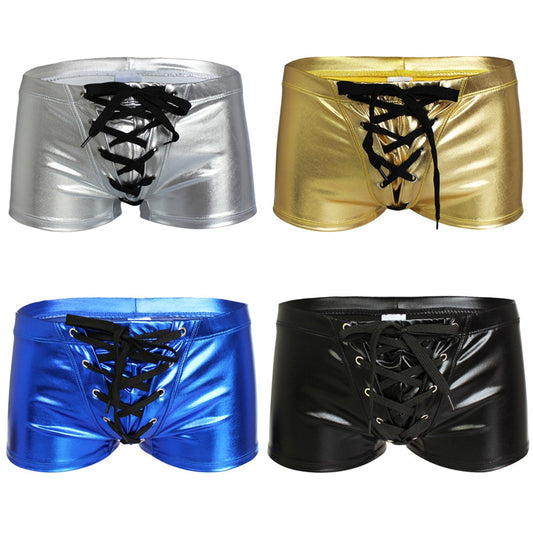 Men's Leather Shiny Boxer Pants - skyjackerz