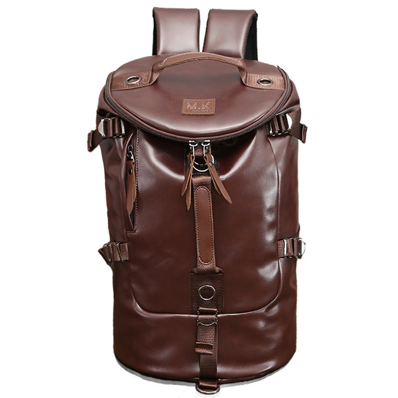 Coffee Men's Leather Waterproof Travel Backpack - skyjackerz