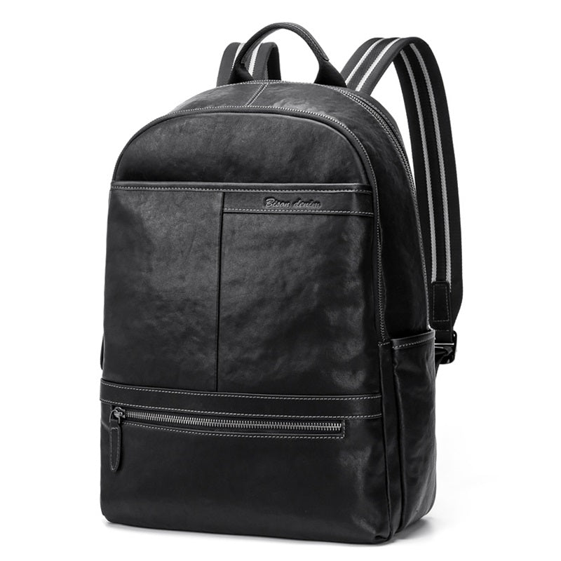 Black Men's Leather Waterproof Travel Bag - skyjackerz