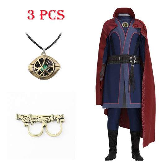 Suit with Cap - Locket - Sling Ring / XS Doctor Strange Cosplay Costume with Accessories - skyjackerz