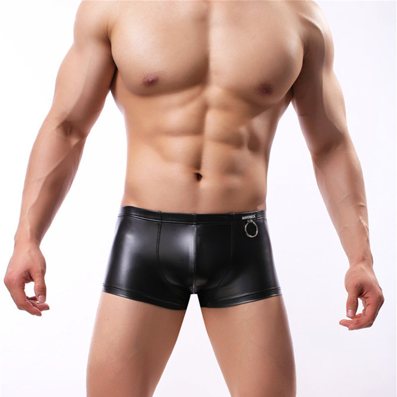 Black / M Men's Soft Leather Black Boxershorts - skyjackerz