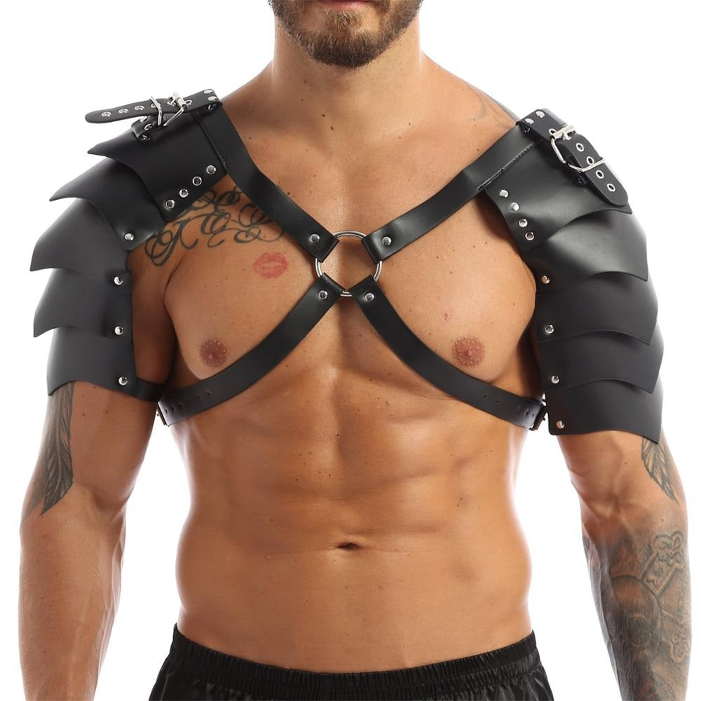 Black Men's Double Shoulder Armors Harness - skyjackerz