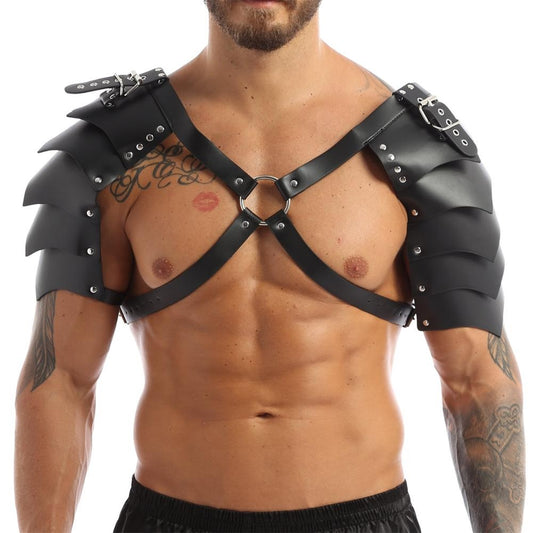 Black Men's Double Shoulder Armors Harness - skyjackerz