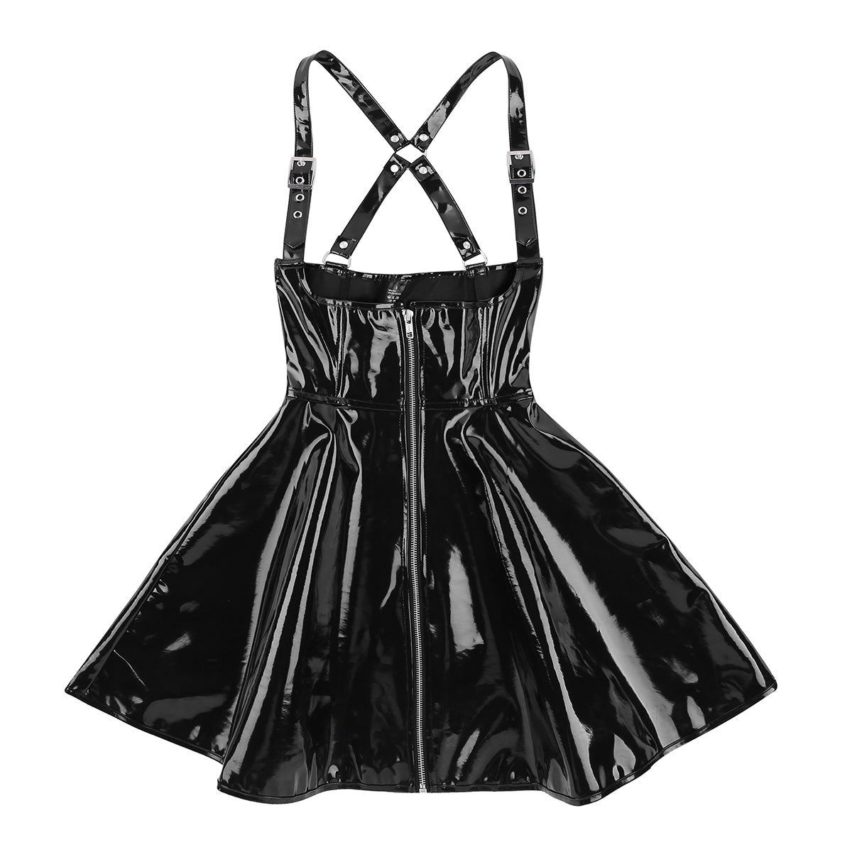 Women Leather Wetlook Rock Dress - skyjackerz
