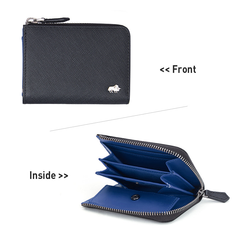 Blue Men's Chain Zipper RFID Blocking Wallet - skyjackerz