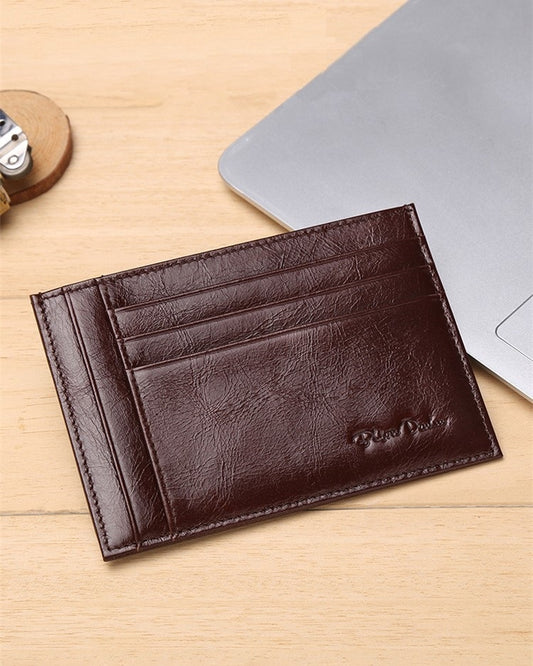 Black Leather Men's Mini RFID Blocking Retro Wallet - skyjackerz